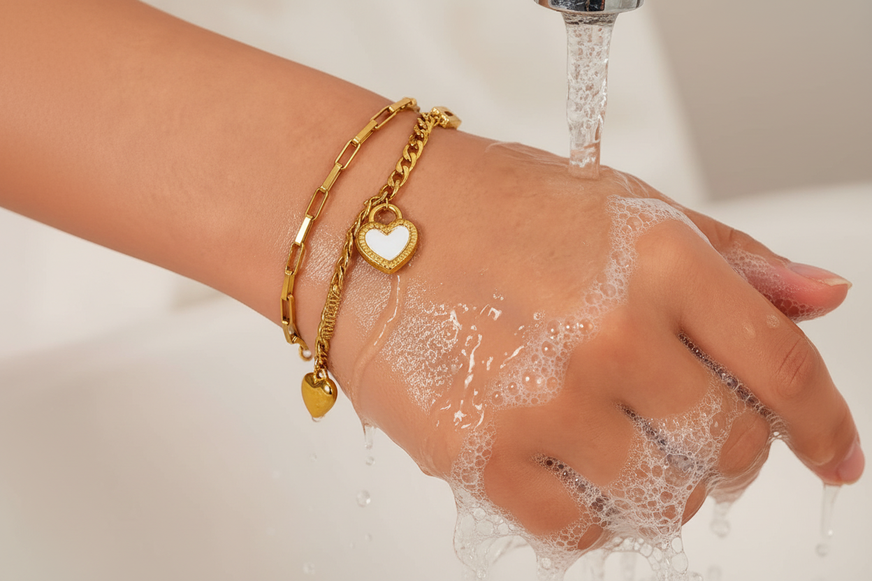Double-Layer Heart Charm Bracelet Set | 18K Gold Plated