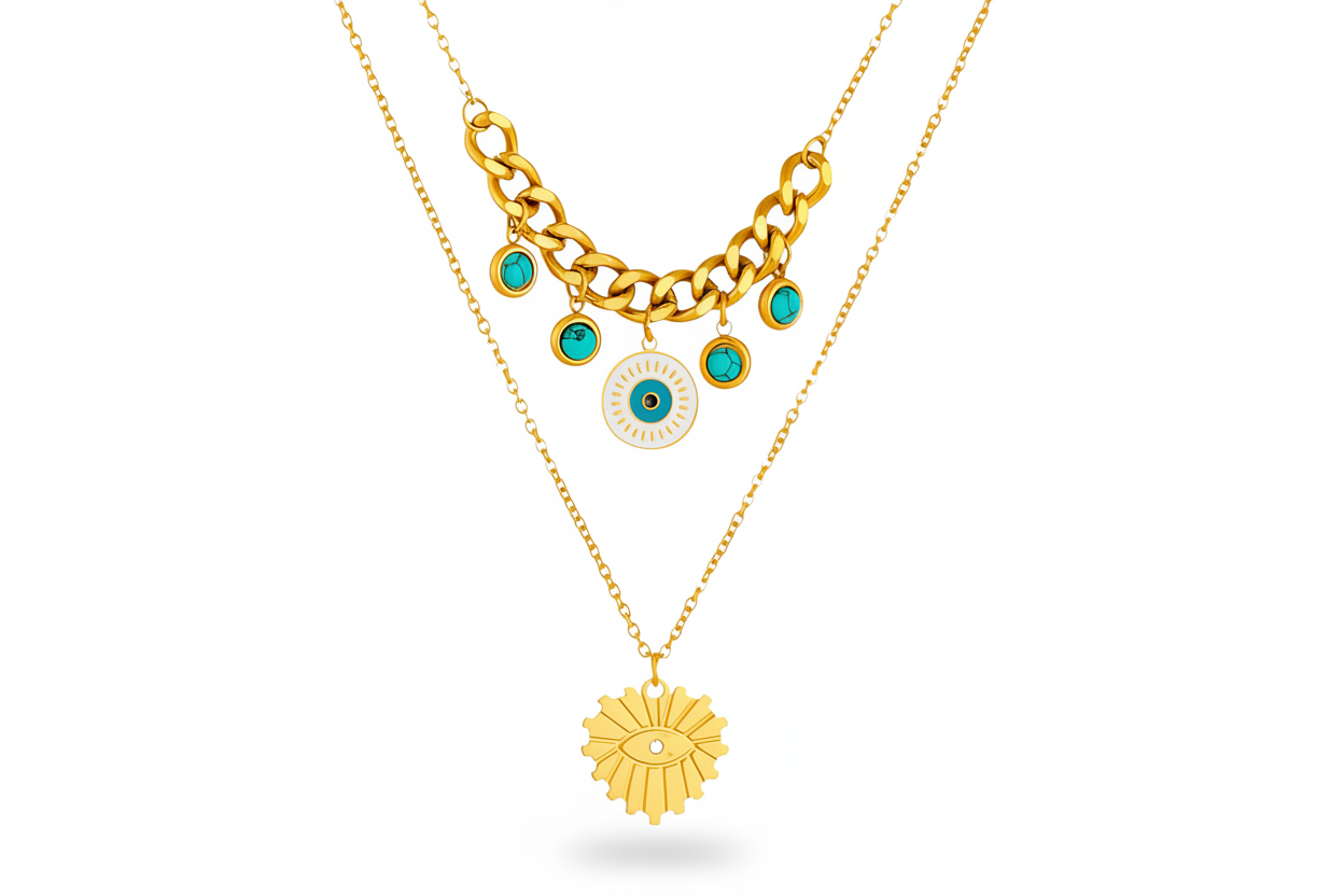 Evil Eye Pendant Necklace | 18K Gold Plated