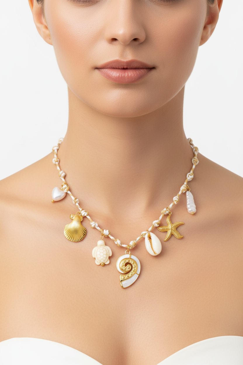 Ocean Charm Necklace | 18K Gold Plated | 7 Sea Charms