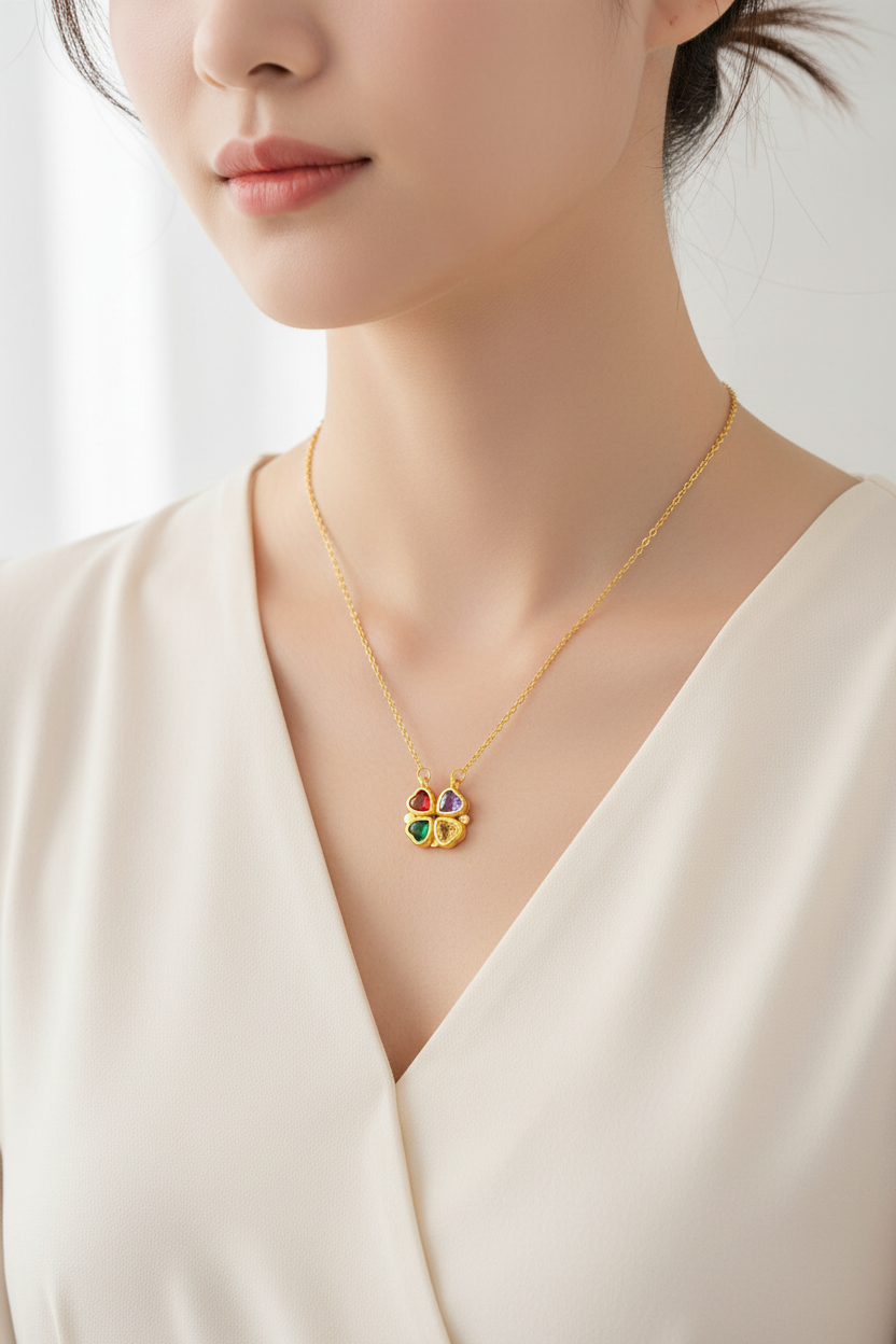 Flower Pendant Necklace 18K Gold Plated