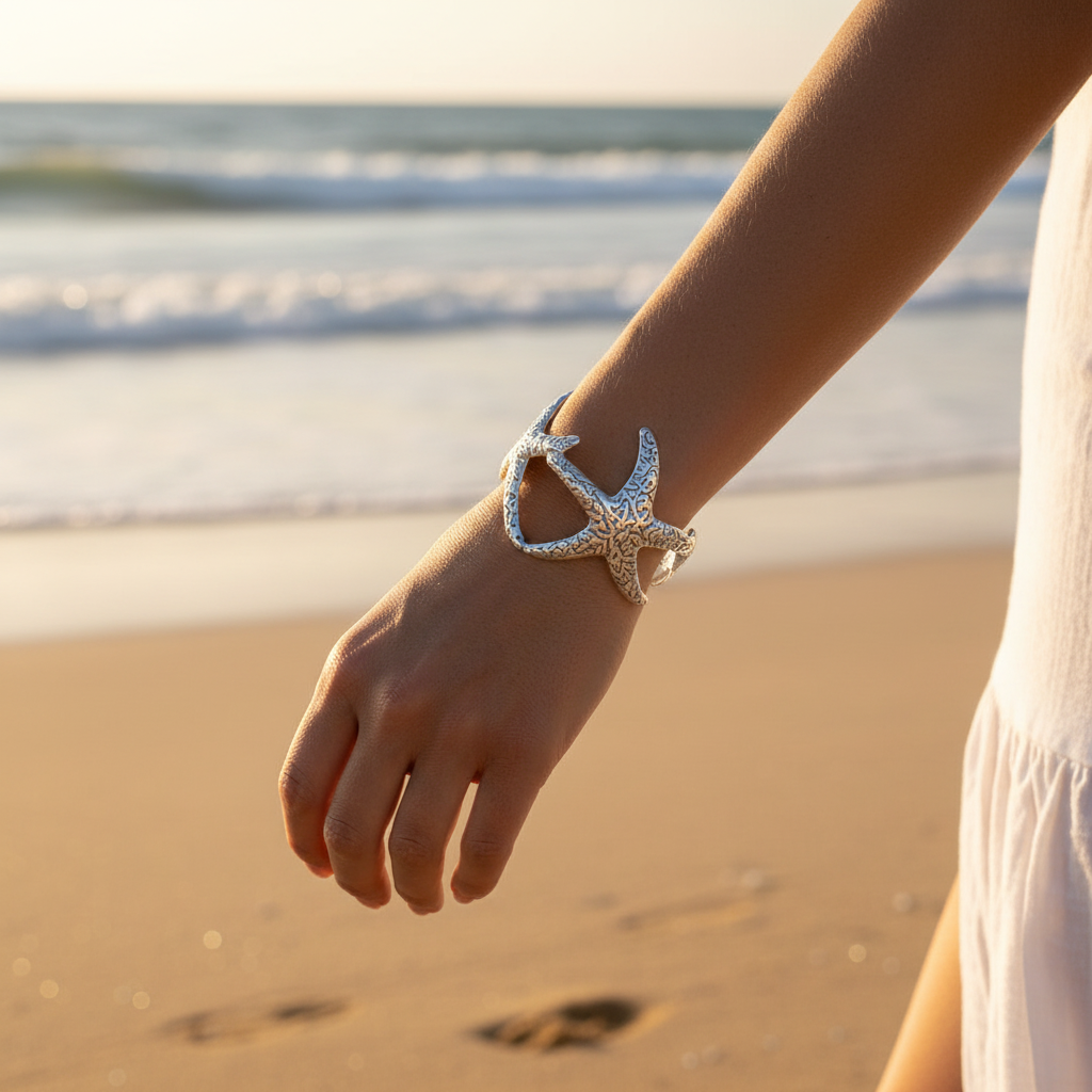 Dual Shark Sculptural Cuff Bracelet Stainless Steel