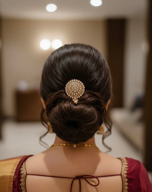 Kundan Sunburst Hair Brooch - Indian Bridal Hair Pin Accessory