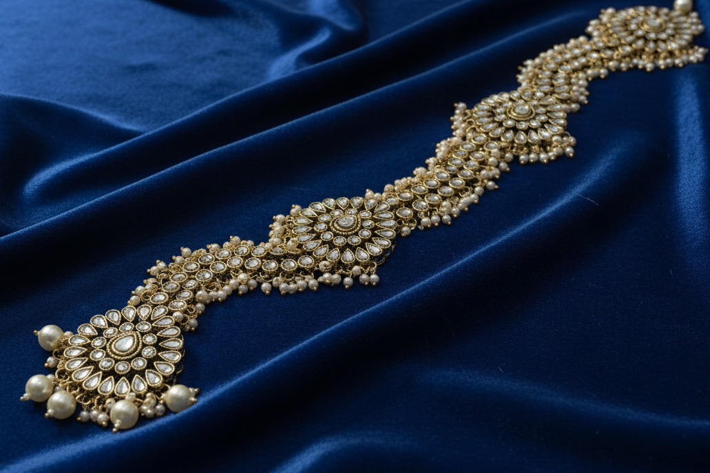 hair choti brooch blue backgroung