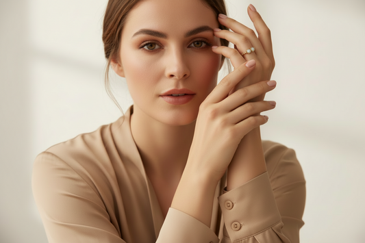 Triple Oval Nacre Cabochon Open Cuff Ring | 18K Gold Plated | Adjustable