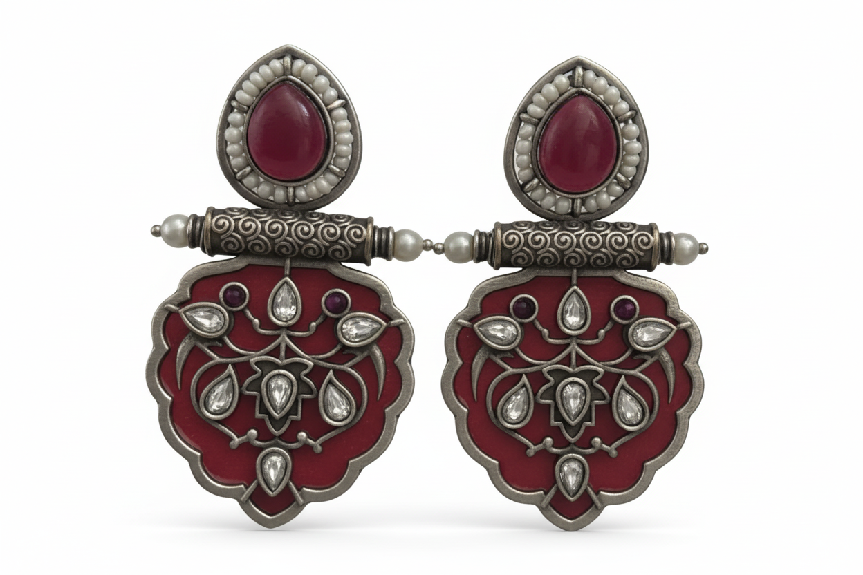 decorative silver earring 