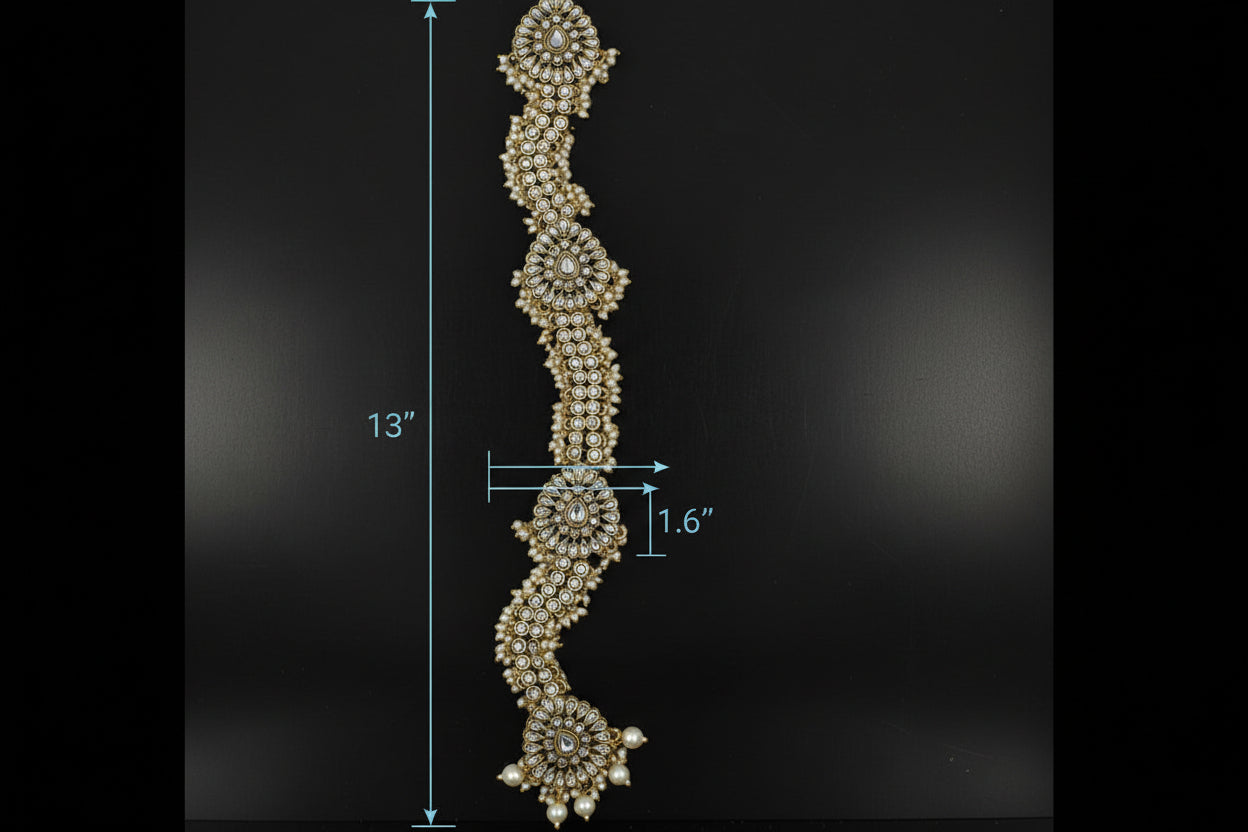 hair choti Pearl decorative border on a white background