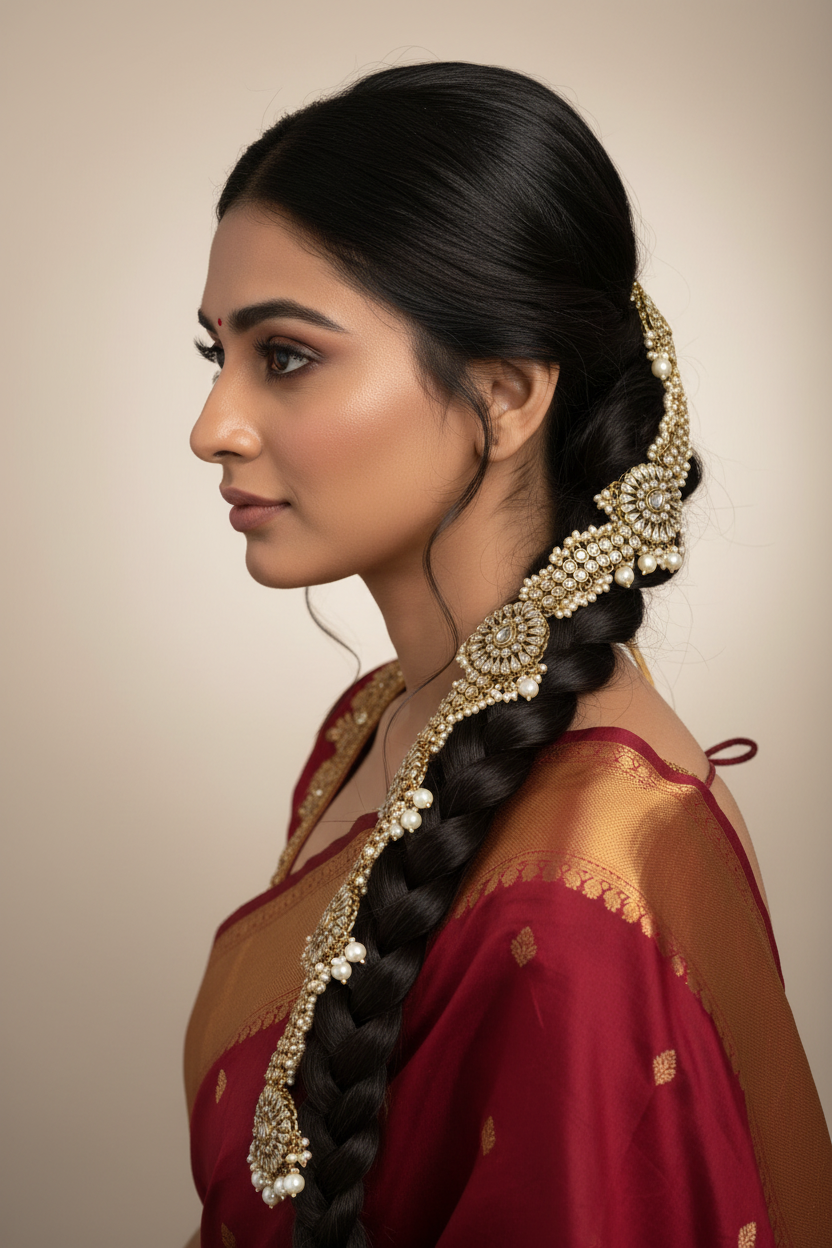 women wearing hair choti 