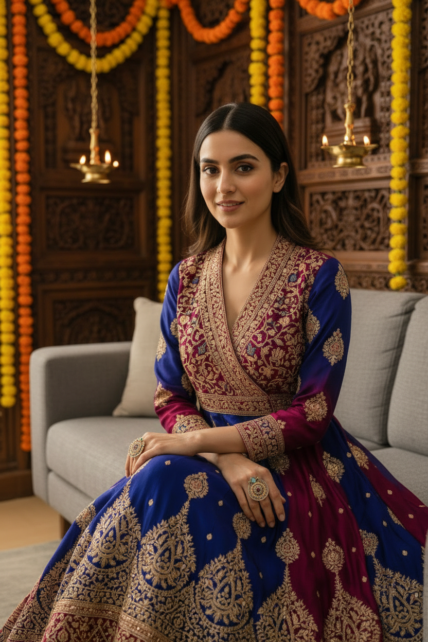 Turquoise & Ruby Temple Medallion Ring - Dual Tone Adjustable