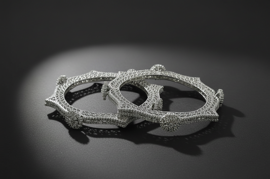 Diamond-encrusted bangle on a dark background