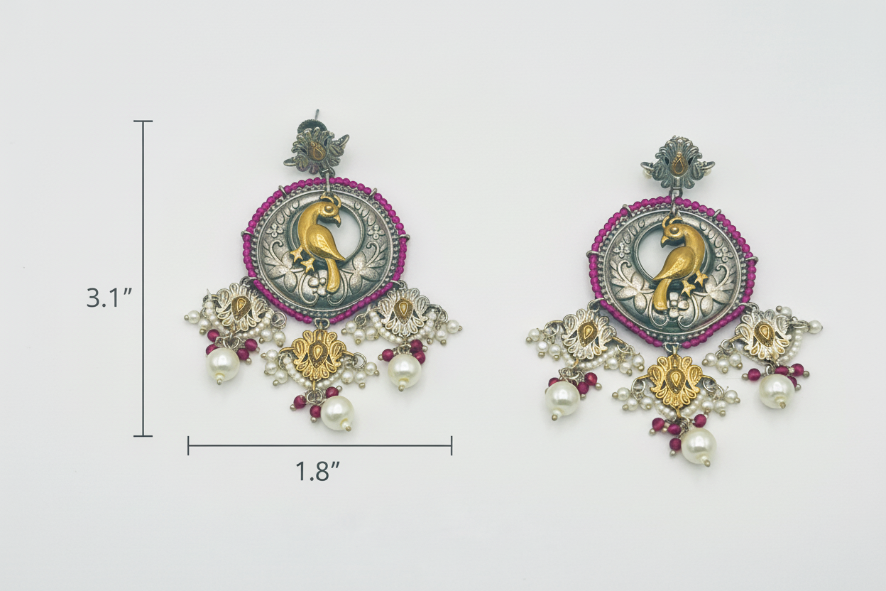 Peacock Motif Chandbali-Style Earrings | Temple-Inspired Fashion Jewelry