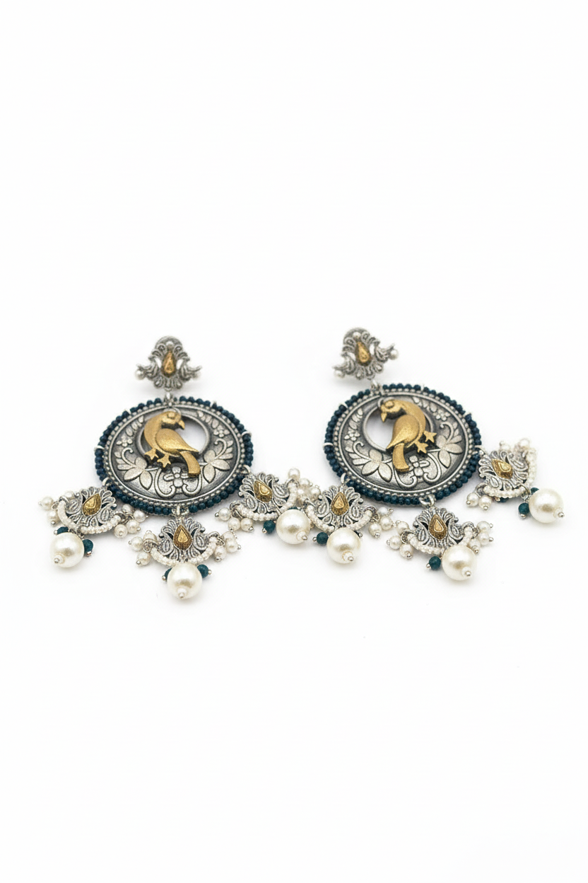 Peacock Motif Chandbali-Style Earrings | Temple-Inspired Fashion Jewelry