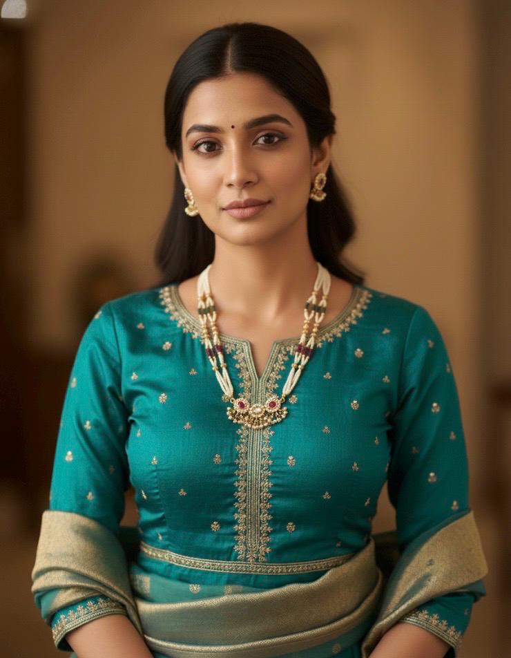 Pearl Beaded Necklace Set: Indian Kundan Pendant Earrings, Gold Tone